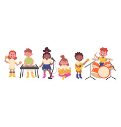 Happy Children Play Modern Musical Instruments