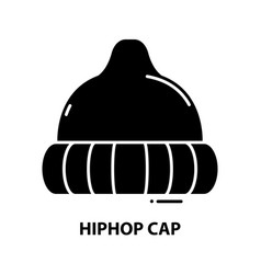 Hiphop Cap Icon Black Sign With Editable