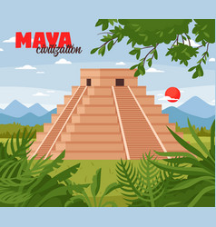 Maya Pyramids Doodle Background