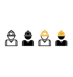 Worker Icon Set Construction Helmet Safety Symbol