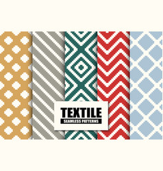 Set Of Simple Seamless Textile Patterns - Colorful