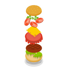 3d Isometric Flat Set Of Burger Maker Item