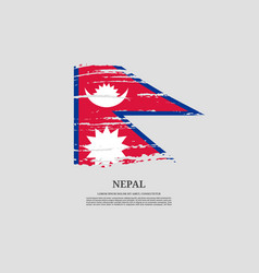 Nepal Flag With Brush Stroke Effect