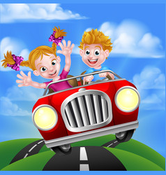 Cartoon Kids Driving Car