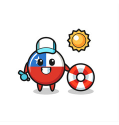 Cartoon Mascot Chile Flag Badge As A Beach