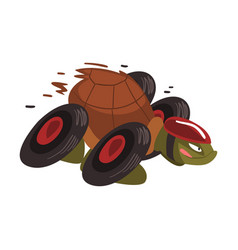 Fast Turtle On Wheels Funny Tortoise Animal