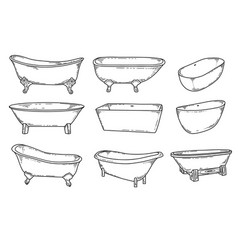 Hand-drawn Bathtub Different Angles And Styles