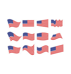 American Flag Waves Perspective Set