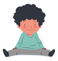 Open Legs Sitting Boy Character Flat