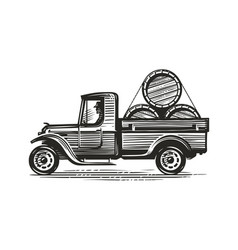 Retro Farm Truck With Barrels Wine Or Other