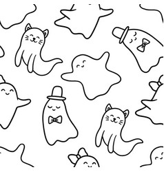 Seamless Pattern With Simple Cute Ghost