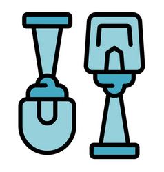 Shovel Worker Icon Flat