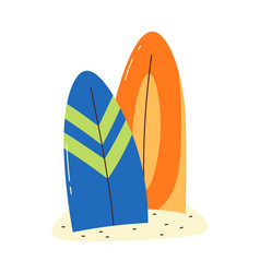 Wooden Surfboards On Beach