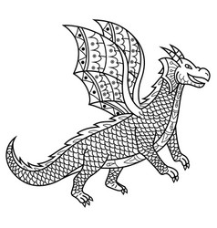 Hand Drawn Of Dragon In Entangle Style