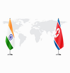 India And North Korea Flags For Official Meeting