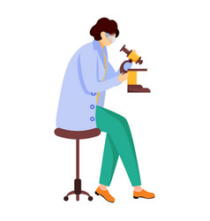 Scientist In Blue Lab Coat With Protection