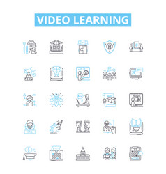 Video Learning Line Icons Set Video