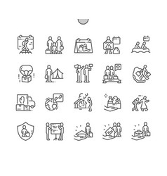 World Refugee Day Thin Line Icons