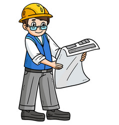 Architect With A Blueprint Cartoon Colored Clipart