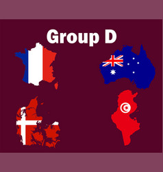 France Danemark Australia And Tunisia Map Flags