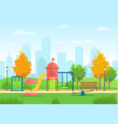 City public park with kids Royalty Free Vector Image