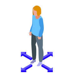 Woman Keep Distance Icon Isometric Style