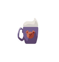 Cute Baby Cup With Bear And Whipped Cream Cartoon