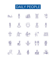 Daily People Line Icons Signs Set Design