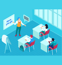 Language Class Isometric Background