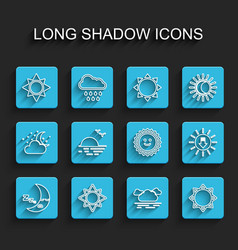 Set Line Moon Icon Sun Cloud Sunset And Icon