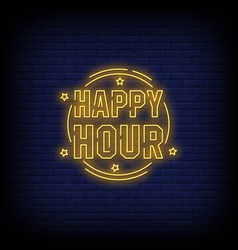 Happy Hour Neon Signs Style Text