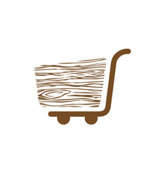 Shopping Basket Icon Wooden Texture Logo