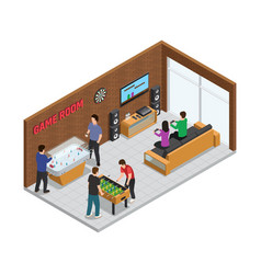 Home Game Club Interior Isometric Composition