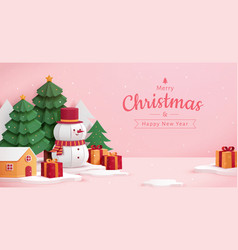 Pink Merry Christmas Card Design