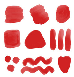 Set Red Watercolor Splash On White Background