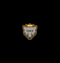 Wolf King Head With Crown Logo Abstract Template