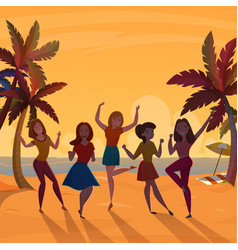 Girls Beach Dance Retro Poster