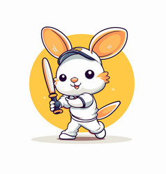 Rabbit With Baseball Bat Cute Cartoon Character