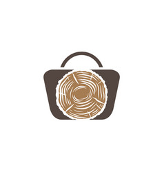 Shopping Basket Bag Wooden Logo