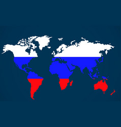 World Map With Russia Flag