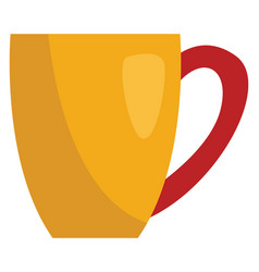 Yellow Mug With Red Handle On A White Background