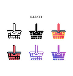 Basket Icons Set With Different Styles