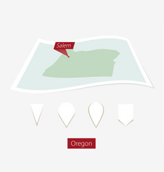 Curved Paper Map Oregon State With Capital