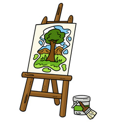 Easel With A Painting Cartoon Colored Clipart