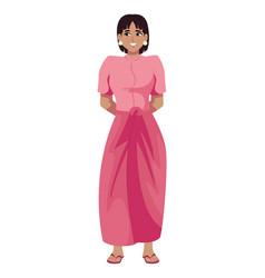 Myanmar Woman In Pink Dress