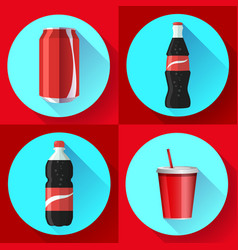 Soda Bottle Set With Red Lable Flat Icon