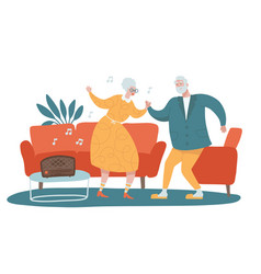 Funny Senior Couple Dancing Together At Home And