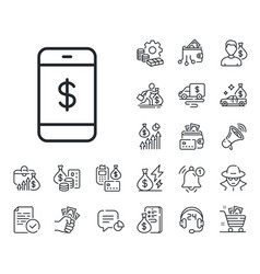 Mobile Shopping Line Icon Online Buying Cash