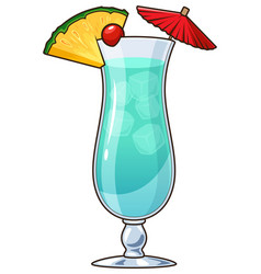 Blue Hawaiian Cocktail Cartoon Clip Art