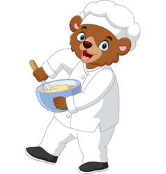 Cartoon Bear Chef Stirring The Dough